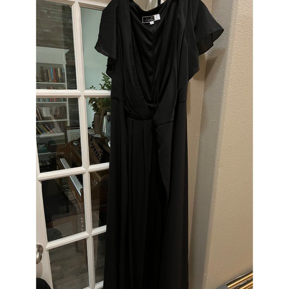 David's Bridal Black Flowy Wrap Dress - Classic Elegant - Picture 2 of 12